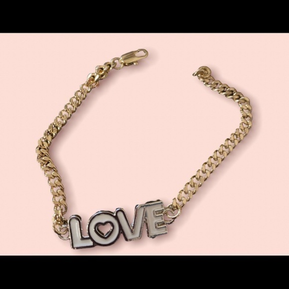 14k gold plated Link love charm bracelet